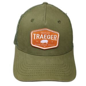 Traeger Trucker Hat Green One Size Mesh Back Snapback Wood Fired Grills Patch